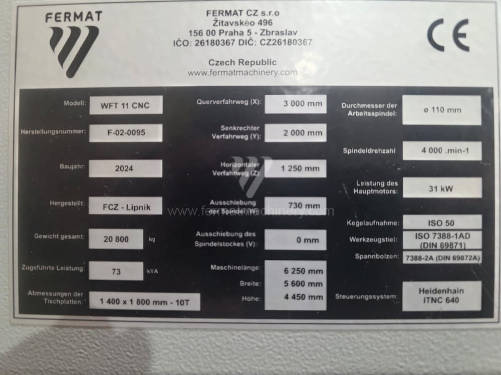 Vízszintes fúrómaró / Asztallapos - orsóátmérő 90 mm - től nagyobb / WFT 11 CNC