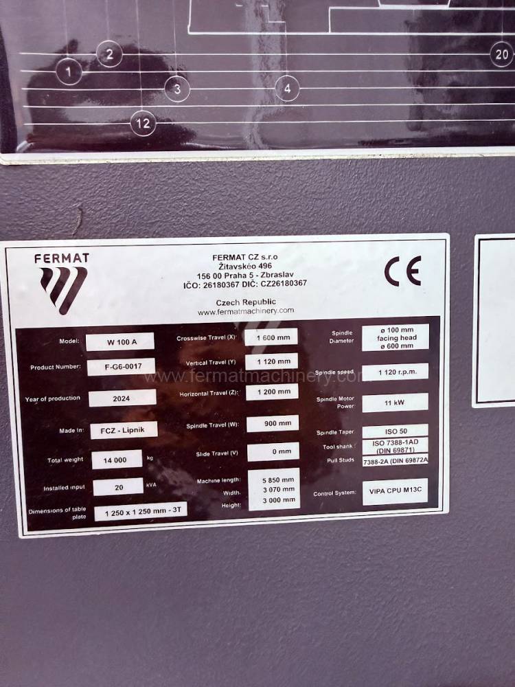 Vízszintes fúrómaró / Asztallapos - orsóátmérő 90 mm - től nagyobb / W 100 A